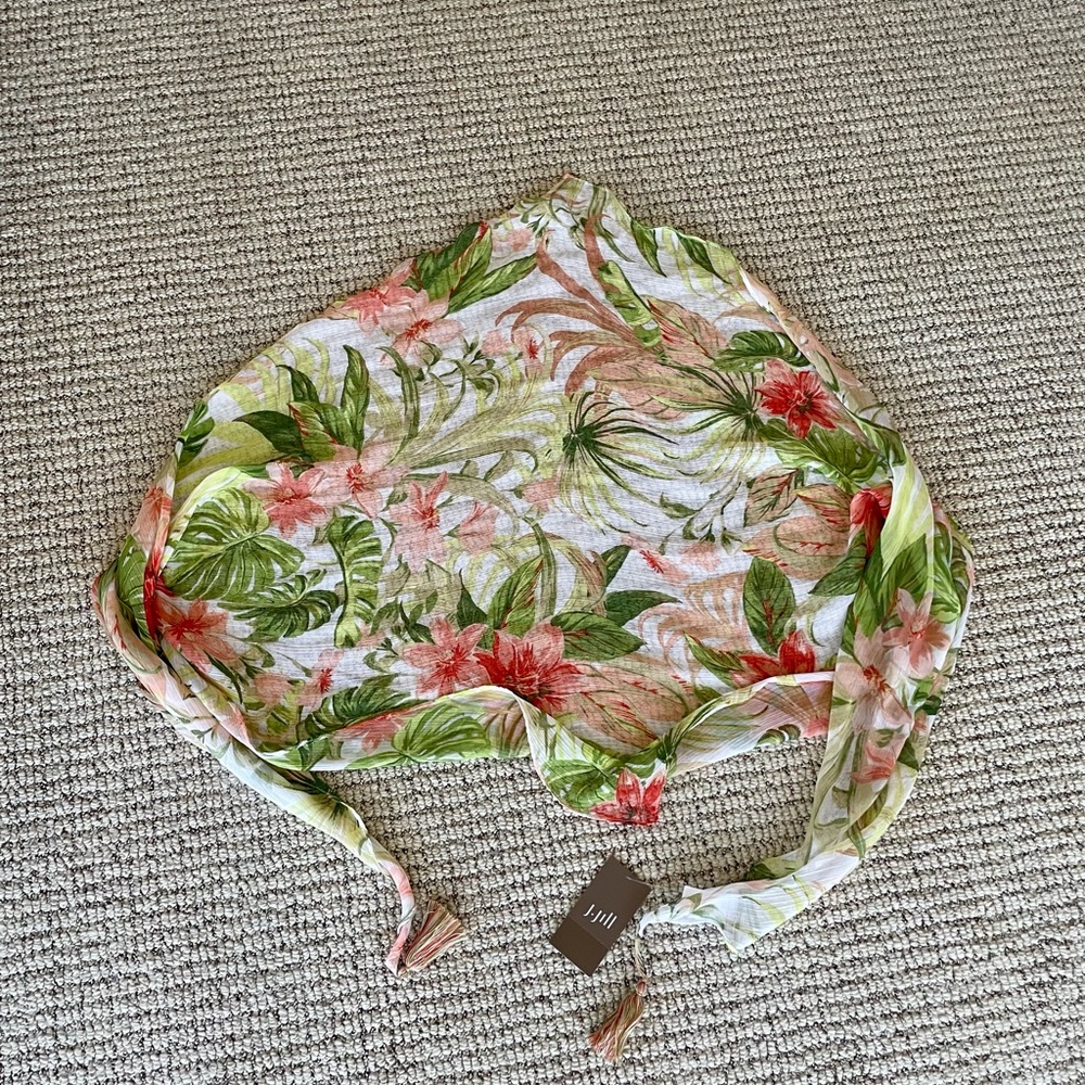 J. Jill Floral Print Tassel Tie Scarf